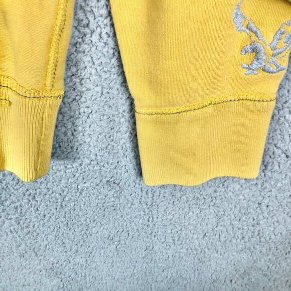 Vintage American Eagle XS Sweatshirt Hoodie Faded Yellow 2000s Y2K delta Frat - Picture 3 of 6